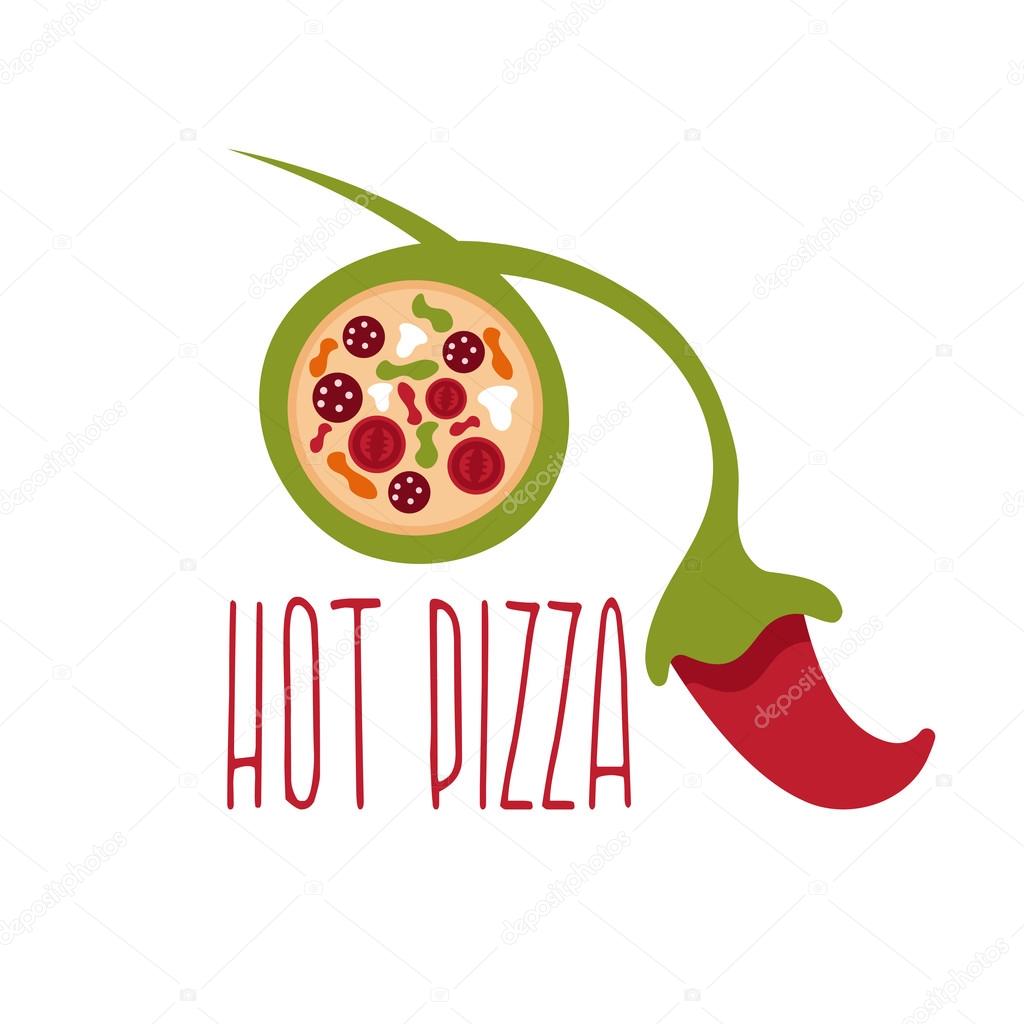 Hot pizza negative space concept with chili pepper