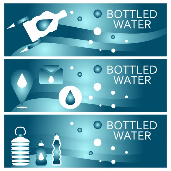 Set van banners voor thema gebotteld water platte ontwerp. Vector illus — Stockvector