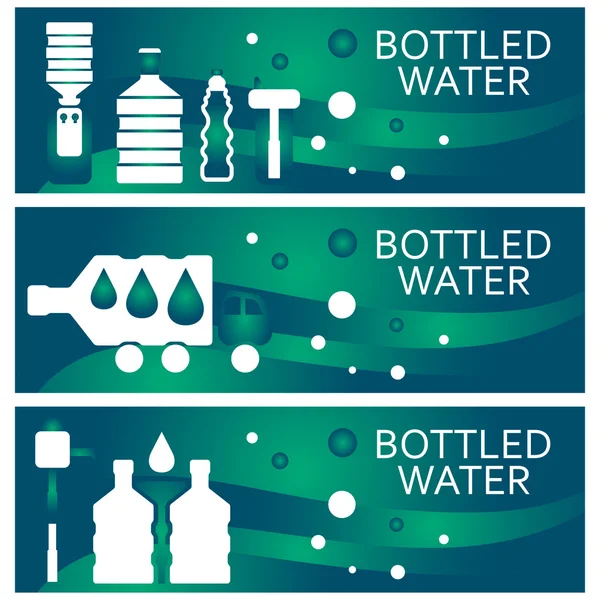 Set van banners voor thema gebotteld water platte ontwerp. Vector illus — Stockvector