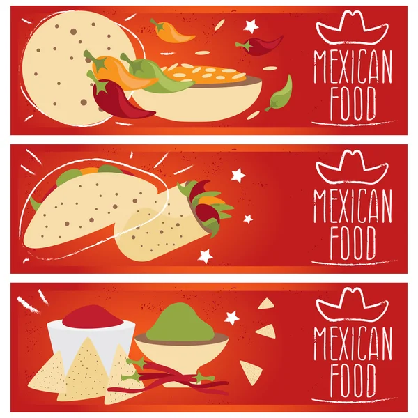 Afiş için Tema Meksika mutfağı ile farklı tatlar f kümesi — Stok Vektör