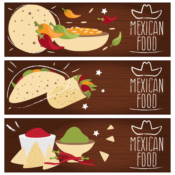 Set di banner per la cucina messicana a tema con gusti diversi f — Vettoriale Stock