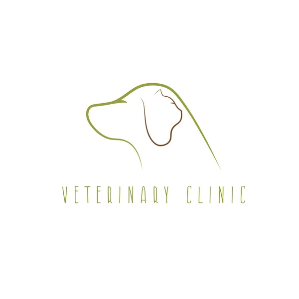 Clínica veterinaria con gato y perro plantilla de diseño de vectores — Vector de stock
