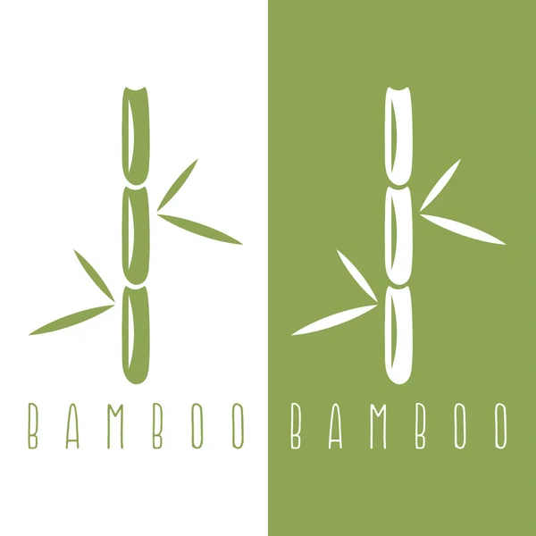 Tallos de bambú verde y hojas plantilla de diseño de vectores — Vector de stock