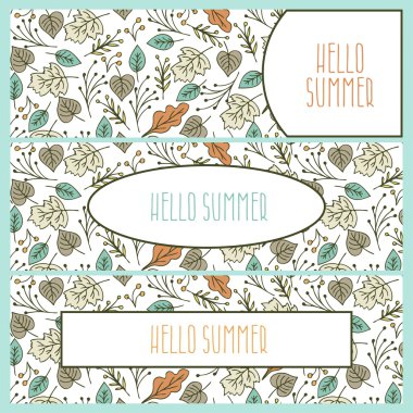 Çiçek ve yaprakları ile el çizilmiş çiçek afiş . Vektör illust