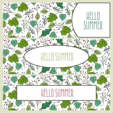 Çiçek ve yaprakları ile el çizilmiş çiçek afiş . Vektör illust