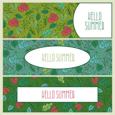 Çiçek ve yaprakları ile el çizilmiş çiçek afiş . Vektör illust