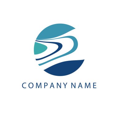 Düz tasarımda soyut dalga sembolü ile kavram logosu şablonu .