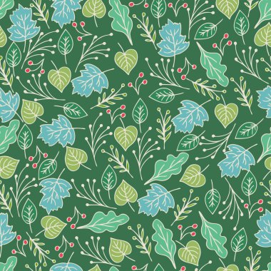 Çiçek ve yaprakları ile el çizilmiş çiçek dikişsiz desen. Summ