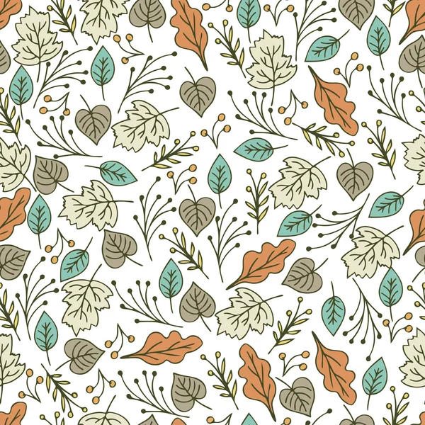 Hand drawn floral seamless pattern with flowers and leaves. Summ — Stock Vector