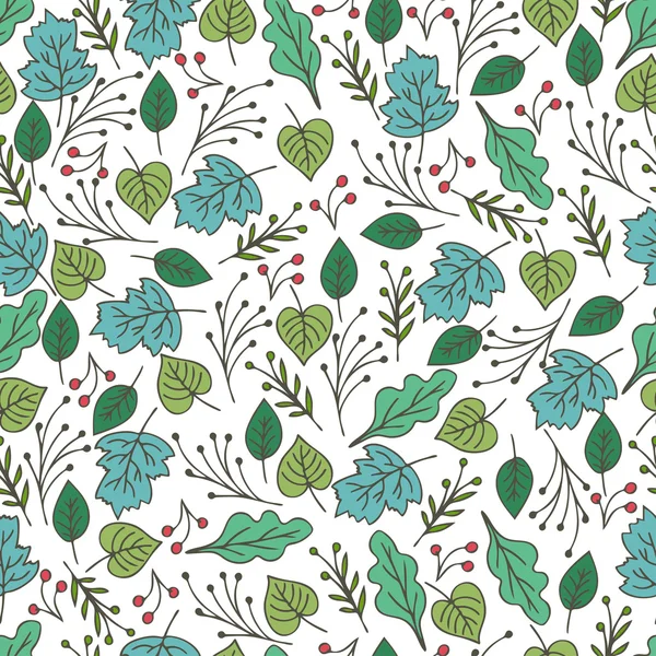 Hand drawn floral seamless pattern with flowers and leaves. Summ — Stock Vector