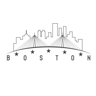 Boston Massachusetts USA skyline vector design illustration clipart
