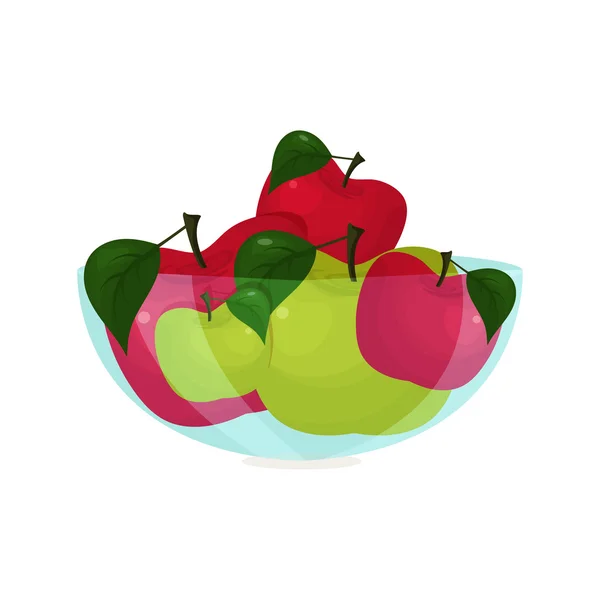 Ilustración de manzanas brillantes abstractas en un tazón .Vector — Vector de stock