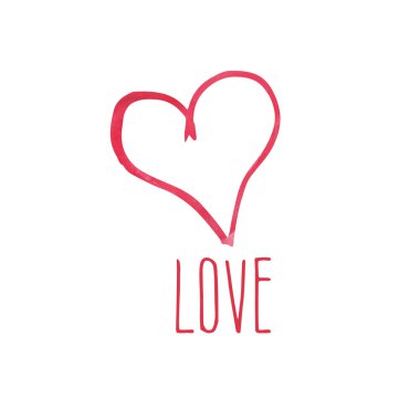 Kalp sembolü ile el çizilmiş logo. Vektör çizimi