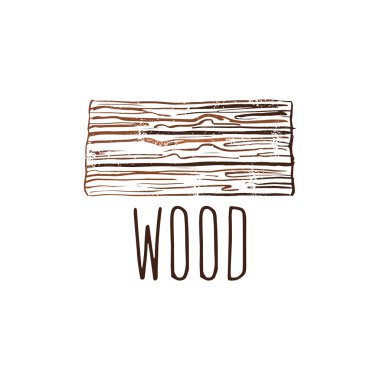 Ahşap masa ile el çizilmiş logo. Vektör çizimi