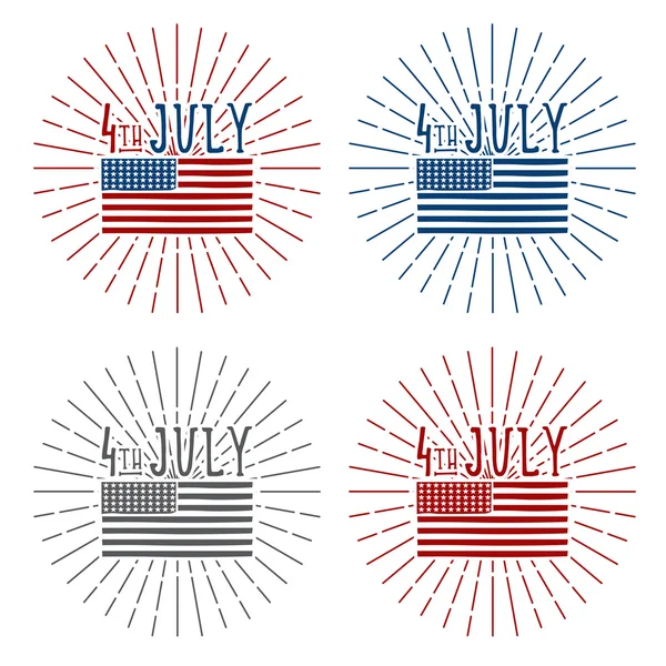 4ème jour de l'indépendance américaine ensemble vectoriel illustration — Image vectorielle