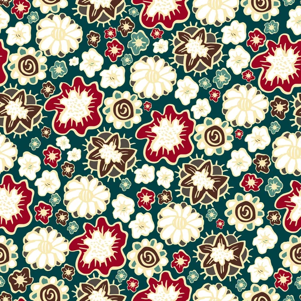 Håndtegnede blomster sømløse mønstre ornamenter i boho style.Vect – Stock-vektor