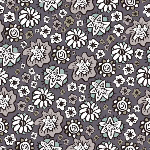 Patrones florales sin costura dibujados a mano adornos en estilo boho. — Vector de stock