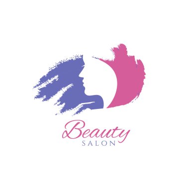  Kavramsal logo saçlı bir kadın silueti. Şablon desig