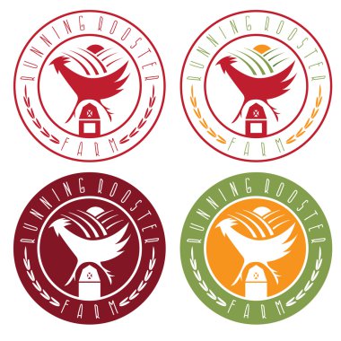 horoz çiftlik vintage etiketleri çalıştıran vektör ayarla