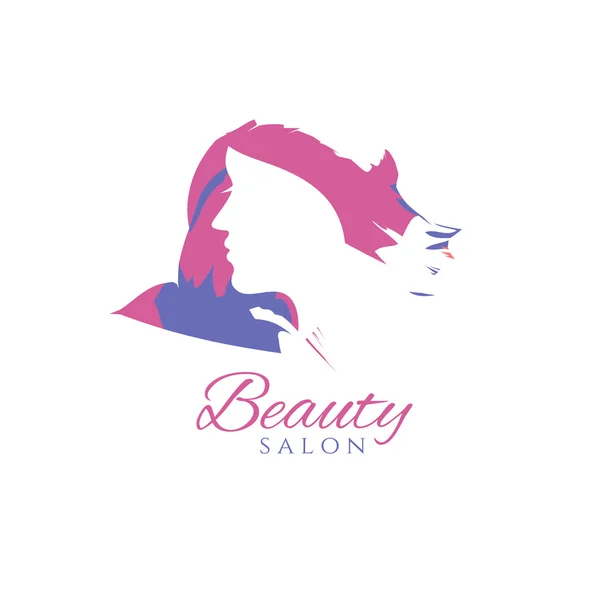 Концептуальний логотип силует жінки з волоссям. Дизайн шаблонів — стоковий вектор