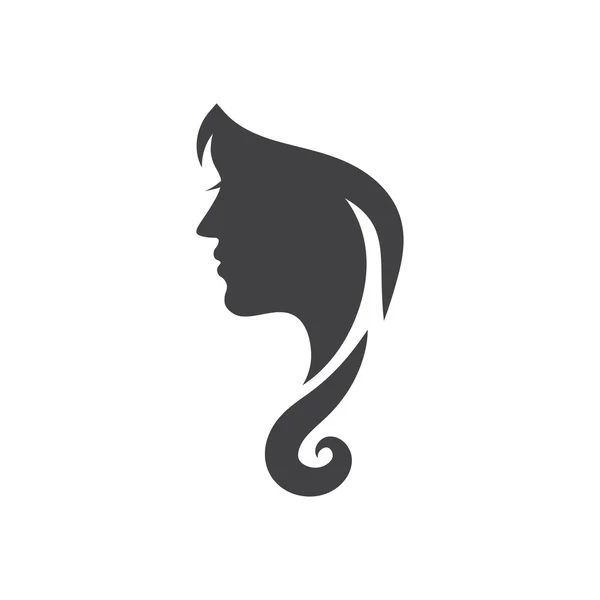 Silhouette del logo concettuale di una donna con i capelli. Modello desig Vettoriale Stock