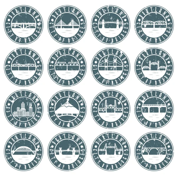 Vintage grunge  labels set of Portland , Oregon , USA — Stock Vector