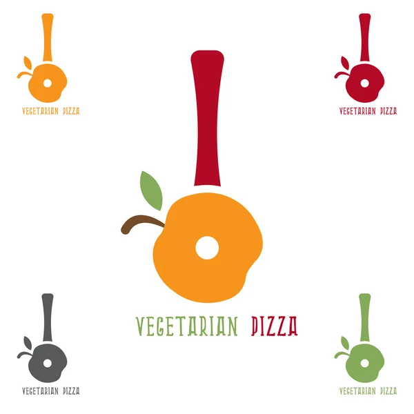 Vegetarische Pizza Messer Konzept Vektor Design-Vorlage — Stockvektor