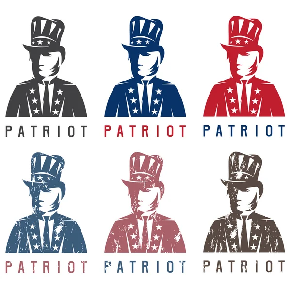 Patriotiska Uncle Sam vintage vector etiketter set — Stock vektor