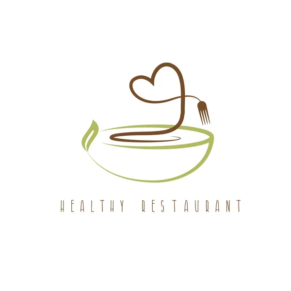 Concept de restaurant sain avec cœur et assiette — Image vectorielle