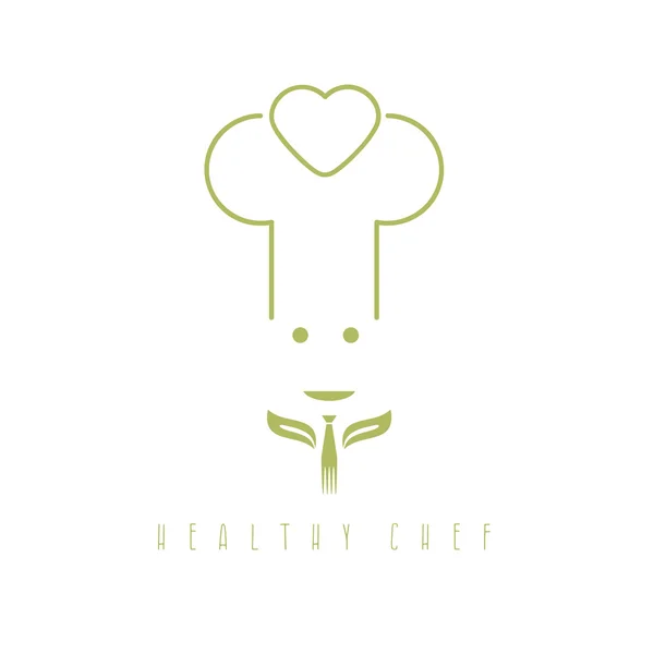 Chef with fork and leaves vector design template — Stock Vector