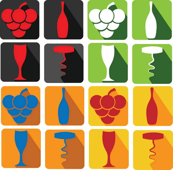 Set of wine icons — Stock Vector