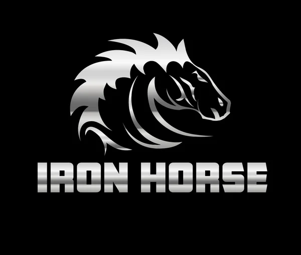 Hoofd van de agreesive iron horse — Stockvector