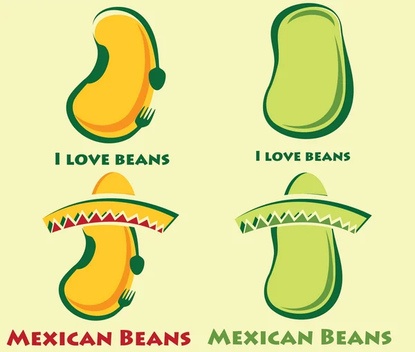 Set of beans and mexican beans — Stock Vector