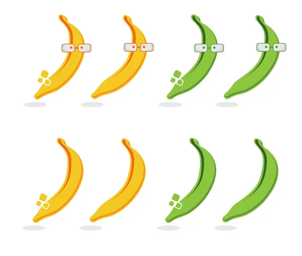 Juego de plátanos y platanos con gafas — Vector de stock