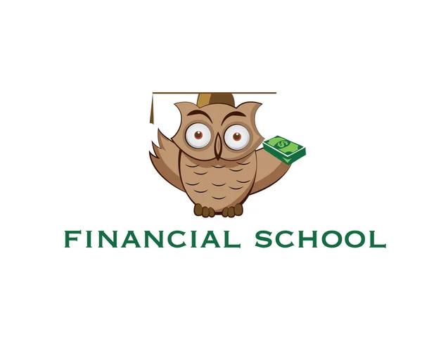Cartoon owl med stack pengar — Stock vektor