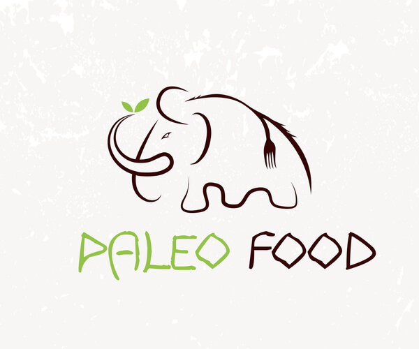 mammoth with fork and leaves