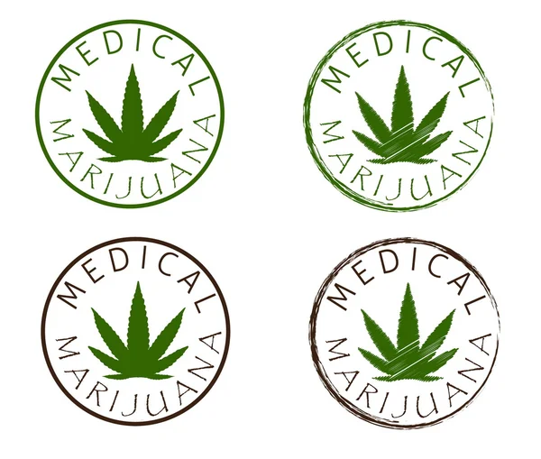 Medical marijuana emblems. Cannabis leaf silhouette. — Stock Vector