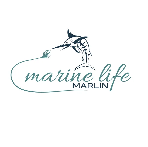 Vida marina ilustración con marlin — Archivo Imágenes Vectoriales