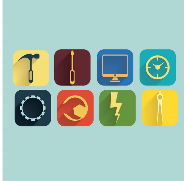 Set di icone per industria, computer e sviluppo — Vettoriale Stock