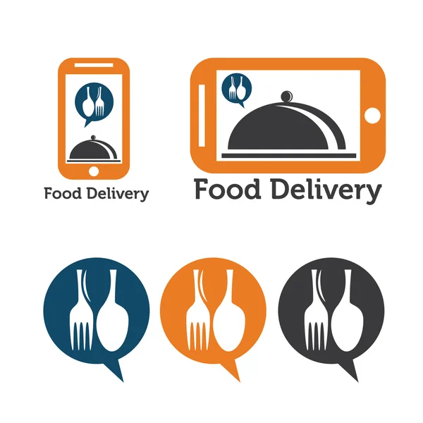 Set of mobile food delivery icons — Stock Vector