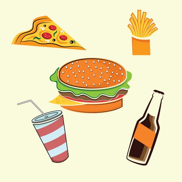 Fast food elements set — Stock Vector