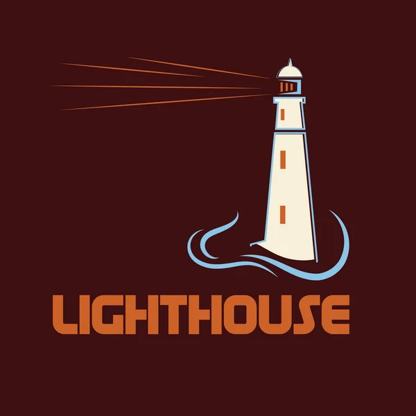 Lighthouse on abstract sea background — Stock Vector