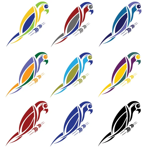 Set voor abstracte Ara parrot — Stockvector