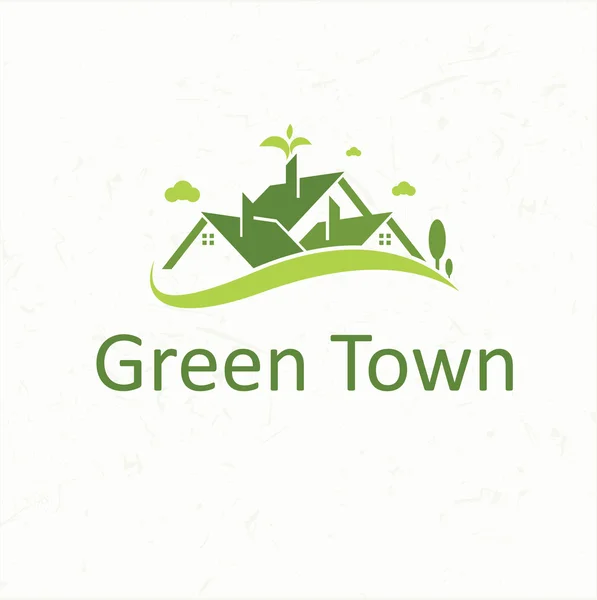 Green Town untuk bisnis real estate - Stok Vektor