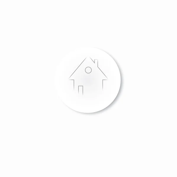 Runde weiße Web-Startseite-Taste mit Haus-Icon-Vektor — Stockvektor