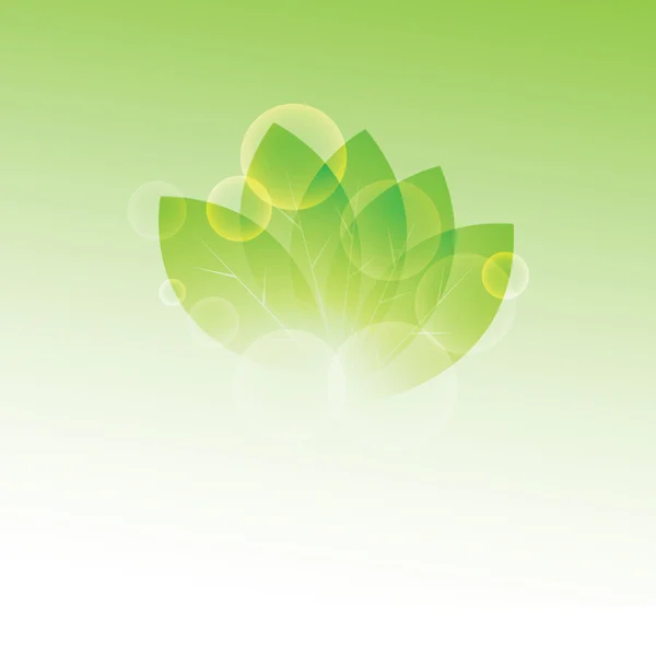 Летняя ветка со свежими зелеными листьями и бликами — стоковый вектор