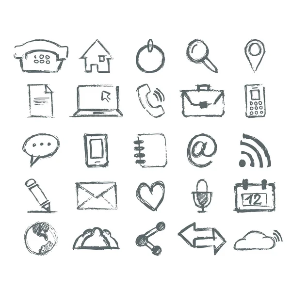 Real Hand draw universal Outline Icons for Web and Mobile — стоковый вектор