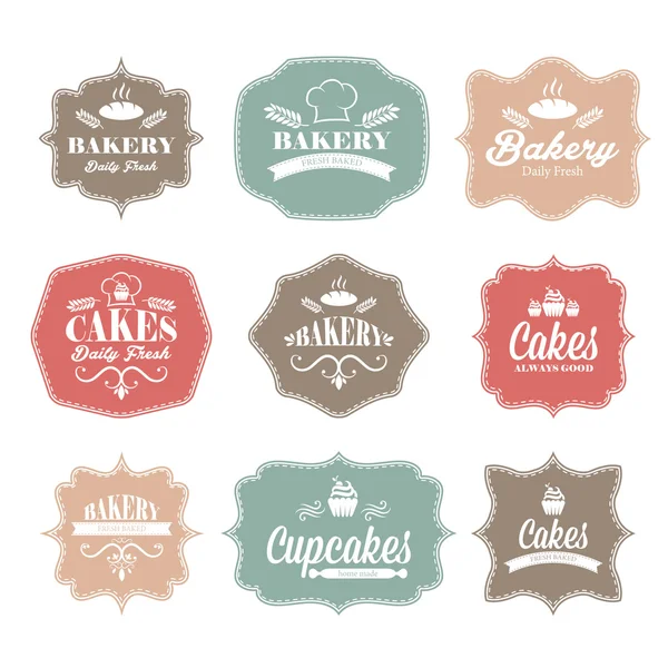 Sammlung von Vintage retro Bäckerei-Logo-Aufkleber — Stockvektor