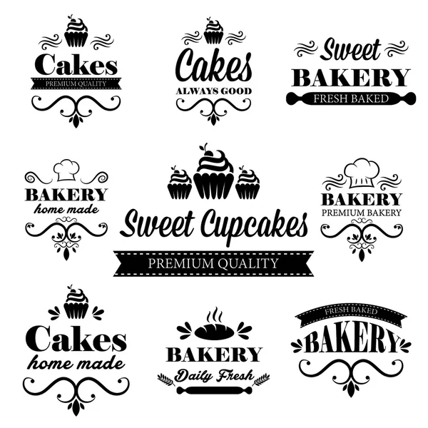 Set of black bakery logos — Stock Vector