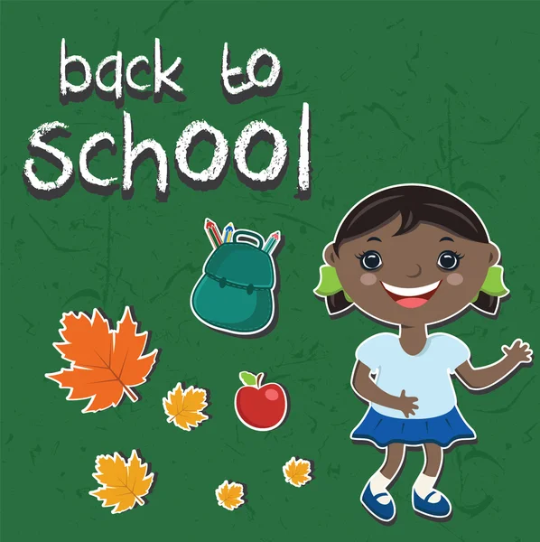 Vector illustratie stickers terug naar school.with een kind, backpa — Stockvector